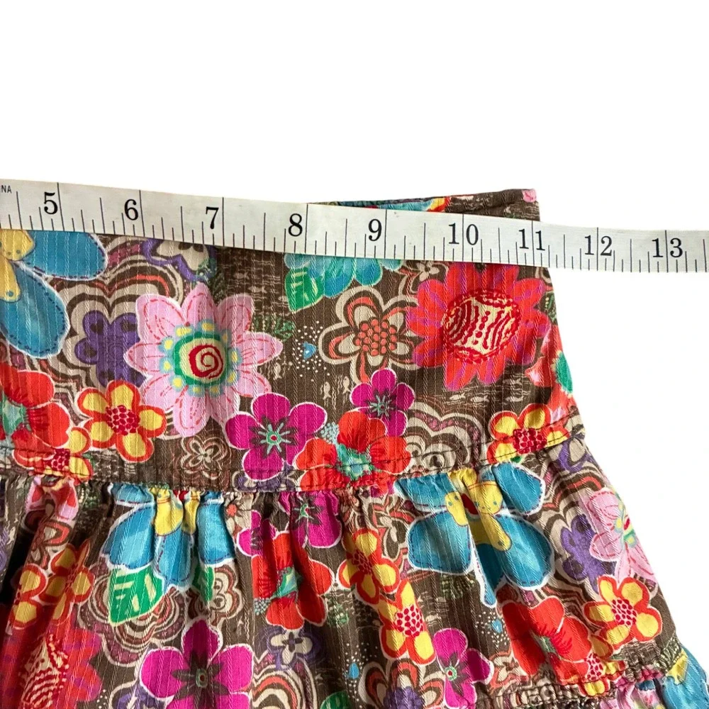 Childrens Place Girls Brown Floral Tiered Ruffle‎ Skort 6 Lace Trim Boho Kidcore
